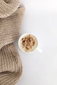 Preview wallpaper cappuccino, cup, drink, sweater