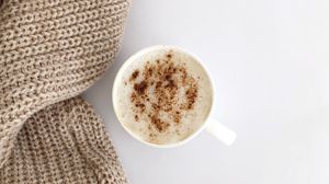 Preview wallpaper cappuccino, cup, drink, sweater