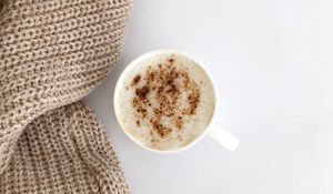 Preview wallpaper cappuccino, cup, drink, sweater