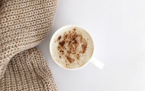 Preview wallpaper cappuccino, cup, drink, sweater