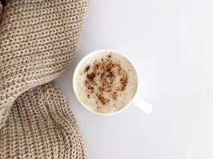 Preview wallpaper cappuccino, cup, drink, sweater