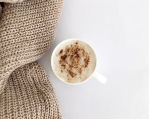 Preview wallpaper cappuccino, cup, drink, sweater