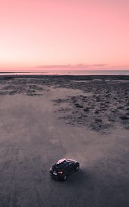 Preview wallpaper car, beach, aerial view, suv, black