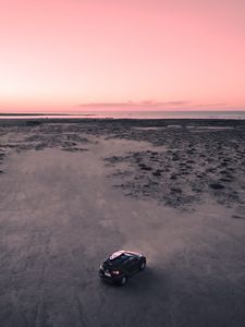 Preview wallpaper car, beach, aerial view, suv, black