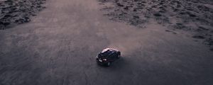 Preview wallpaper car, beach, aerial view, suv, black
