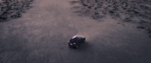 Preview wallpaper car, beach, aerial view, suv, black