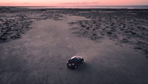 Preview wallpaper car, beach, aerial view, suv, black