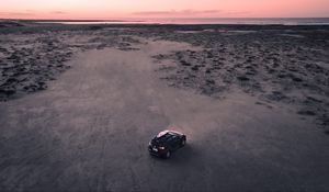 Preview wallpaper car, beach, aerial view, suv, black