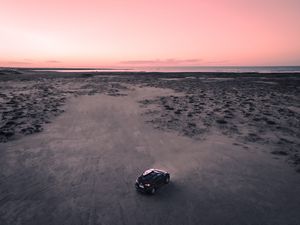 Preview wallpaper car, beach, aerial view, suv, black