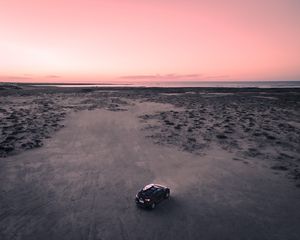 Preview wallpaper car, beach, aerial view, suv, black