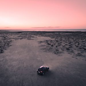 Preview wallpaper car, beach, aerial view, suv, black