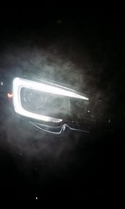 Preview wallpaper car, black, headlight, light, smoke