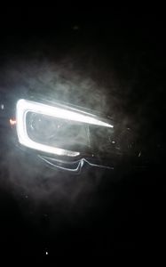 Preview wallpaper car, black, headlight, light, smoke