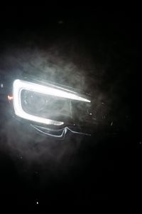 Preview wallpaper car, black, headlight, light, smoke