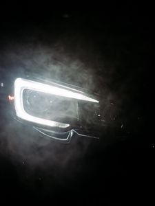 Preview wallpaper car, black, headlight, light, smoke