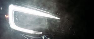 Preview wallpaper car, black, headlight, light, smoke