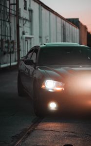 Preview wallpaper car, black, headlights, light