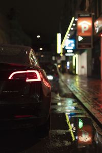 Preview wallpaper car, black, night, street, lights