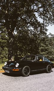 Preview wallpaper car, black, old, side view