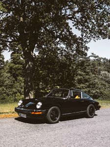 Preview wallpaper car, black, old, side view