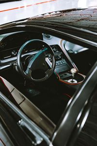 Preview wallpaper car, black, salon, interior, steering wheel