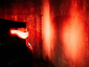 Preview wallpaper car, black, tailight, light, red