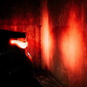 Preview wallpaper car, black, tailight, light, red