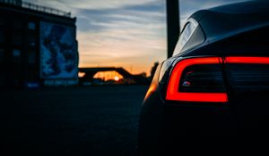 Preview wallpaper car, black, tailight, back view, dark