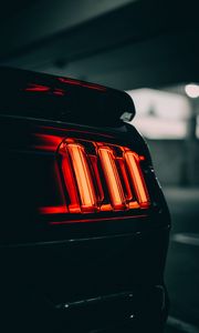 Preview wallpaper car, black, taillight, backlight, red