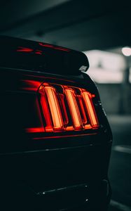 Preview wallpaper car, black, taillight, backlight, red