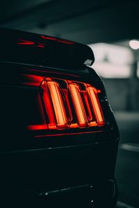 Preview wallpaper car, black, taillight, backlight, red