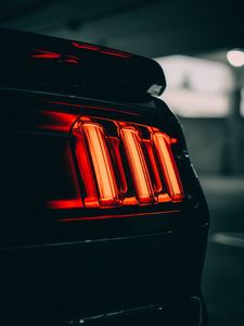 Preview wallpaper car, black, taillight, backlight, red