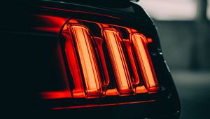 Preview wallpaper car, black, taillight, backlight, red