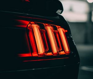 Preview wallpaper car, black, taillight, backlight, red