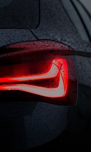 Preview wallpaper car, black, wet, taillight, backlight