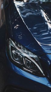 Preview wallpaper car, blue, headlight, optics