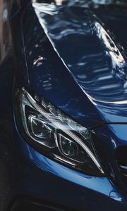 Preview wallpaper car, blue, headlight, optics