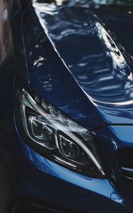 Preview wallpaper car, blue, headlight, optics