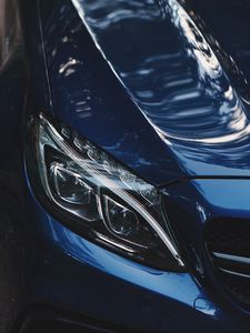 Preview wallpaper car, blue, headlight, optics