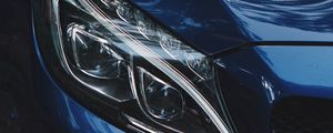 Preview wallpaper car, blue, headlight, optics