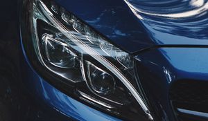 Preview wallpaper car, blue, headlight, optics