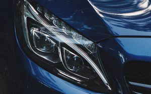 Preview wallpaper car, blue, headlight, optics