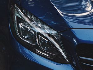 Preview wallpaper car, blue, headlight, optics