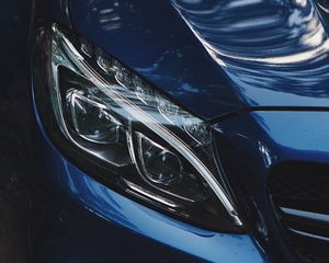 Preview wallpaper car, blue, headlight, optics