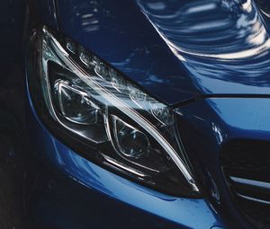 Preview wallpaper car, blue, headlight, optics