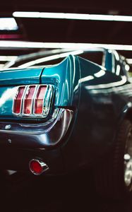 Preview wallpaper car, blue, old, vintage, rear view