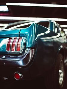 Preview wallpaper car, blue, old, vintage, rear view