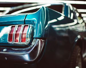 Preview wallpaper car, blue, old, vintage, rear view