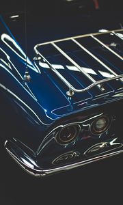 Preview wallpaper car, blue, retro, taillights, glare