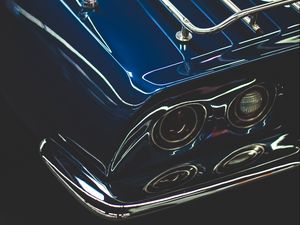 Preview wallpaper car, blue, retro, taillights, glare